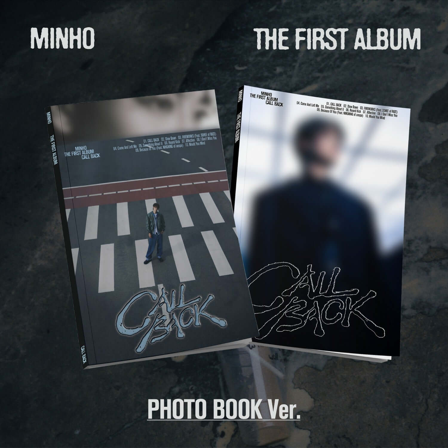 MINHO - 1st Album [CALL BACK] (Photo Book Ver.) (Random 1 of 2) - Album Kpop : photo books sur fond sombre