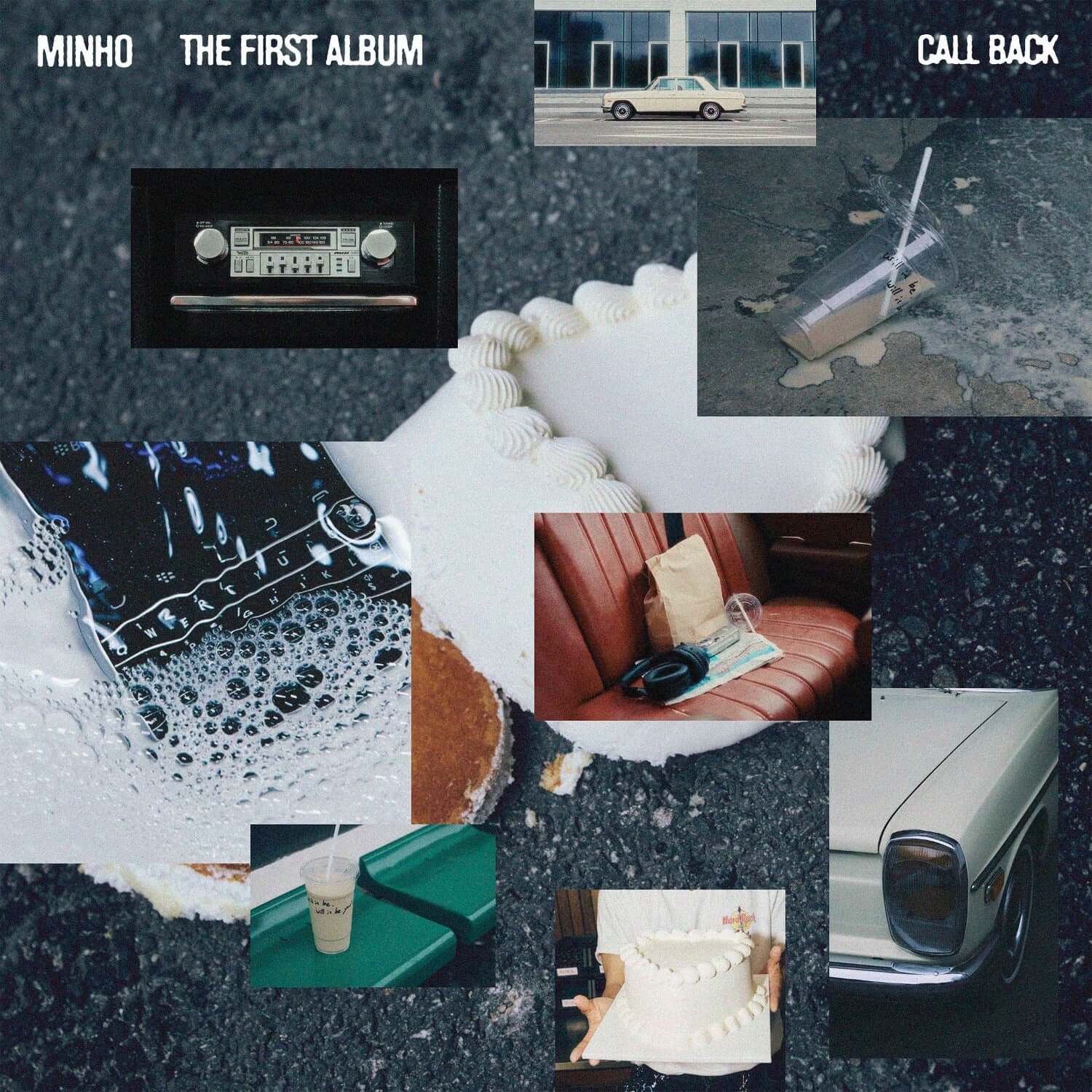 MINHO - 1st Album [CALL BACK] (Photo Book Ver.) (Set of 2) - Album Kpop, visuel collage noir et bleu, pochettes MINHO.
