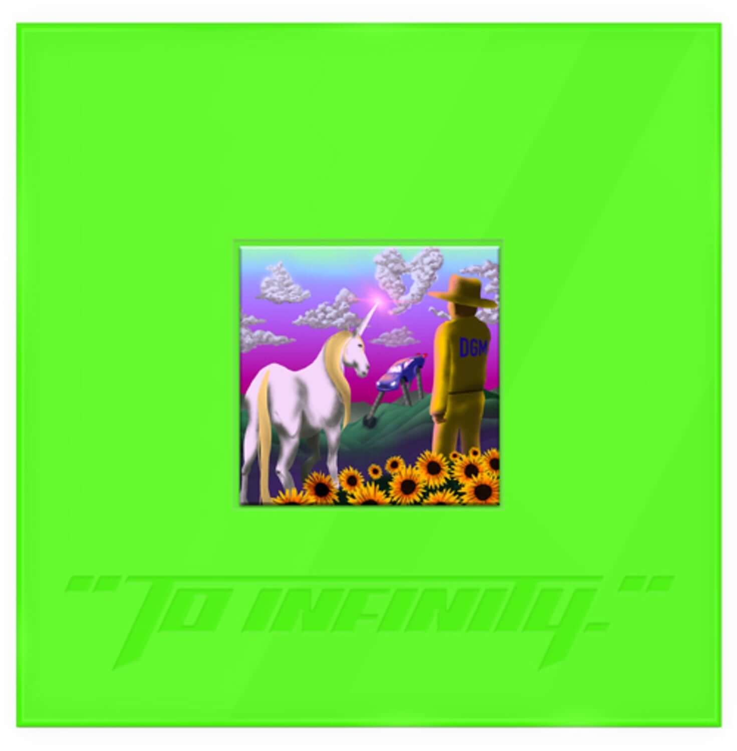 MINO - 3rd FULL ALBUM ["TO INFINITY."] GREEN VER - Album Kpop, pochette verte, scènes futuristes et fleurs