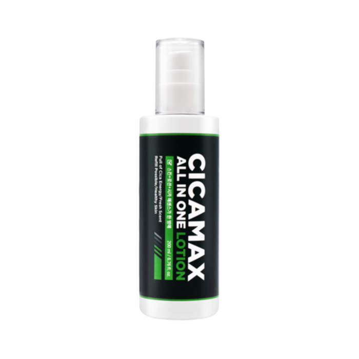 MIP Cicamax Sensitive All-in-One Lotion 200ml, bouteille blanche verte sur fond clair, produit de marque MIP