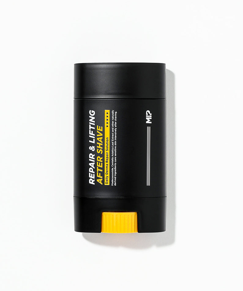 MIP Repair & Lifting Trouble Soothing Aftershave 65g, flacon noir sur fond clair, produit MIP, vue produit.