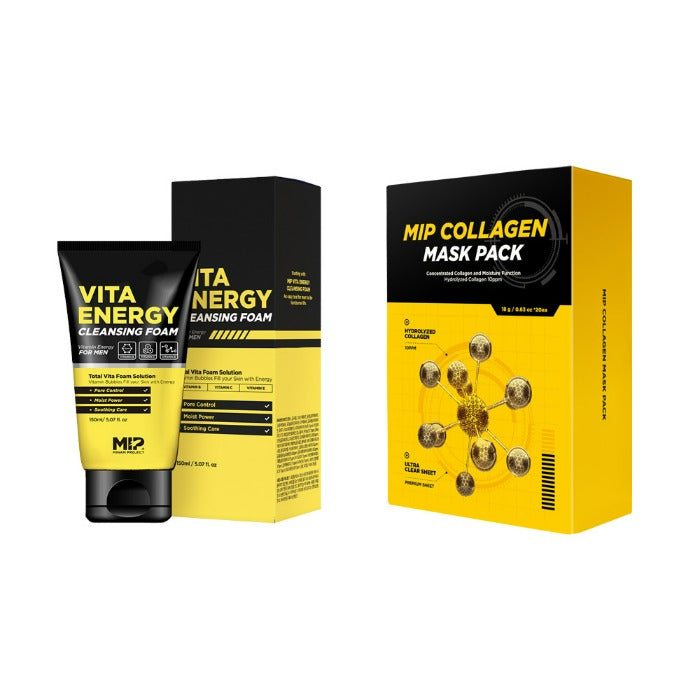 MIP Viat Energy Cleansing Foam + Collagen Mask Pack Set