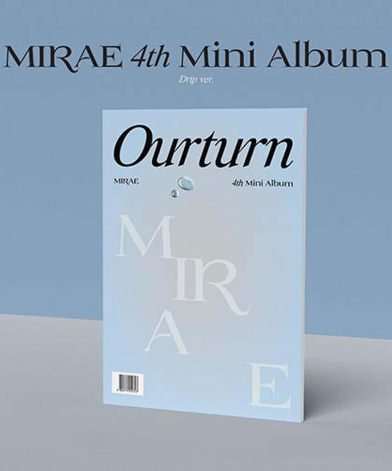 MIRAE - MIRAE 4th Mini Album [Ourturn] (Drip Ver.) - Album Kpop, pochette bleu ciel Ourturn, marque MIRAE en évidence.