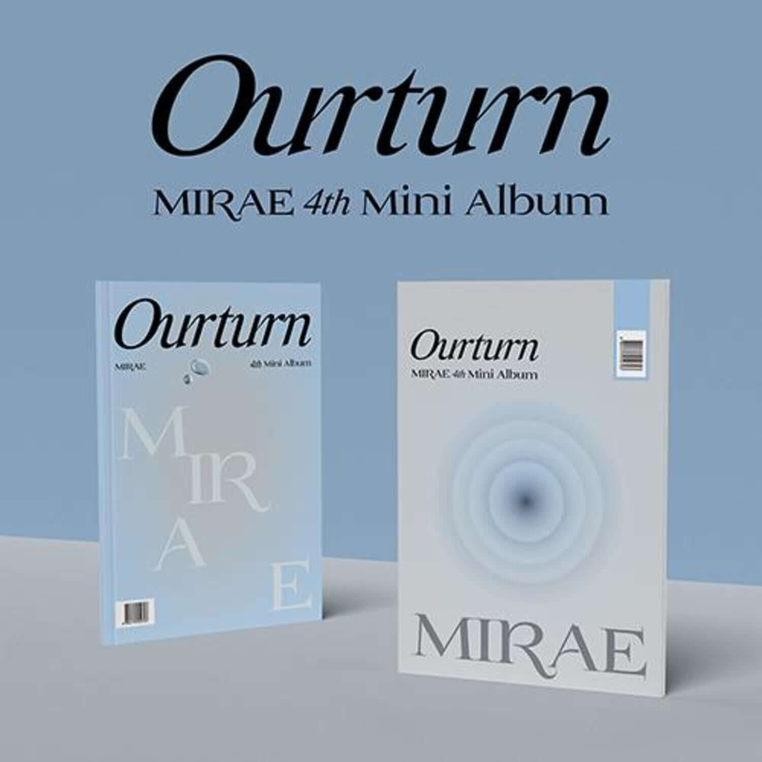 MIRAE - MIRAE 4th Mini Album [Ourturn] (Set of 2) - Album Kpop, visuel cover Ourturn avec pack MIRAE sur fond bleu