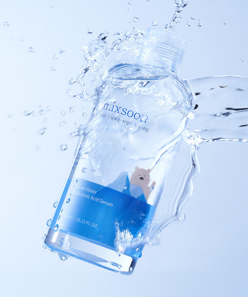 Sérum visage 300ml, MIXSOON Glacier Water Hyaluronic Acid Serum, eau glacière et infusion acide hyaluronique en bouteille.