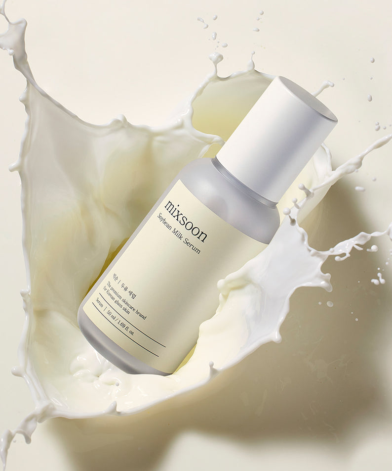 MIXSOON Soybean Milk Serum 50ml flottant dans du lait éclaboussant, soin du visage hydratant, beauté coréenne, flacon 50ml