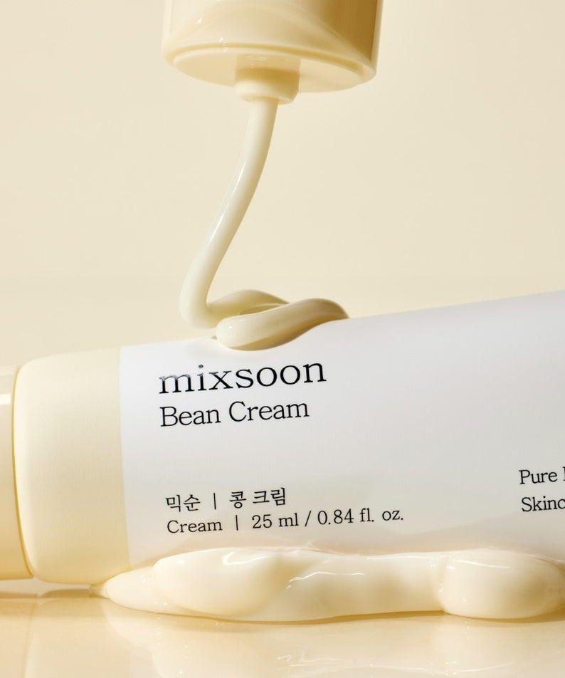 Crème hydratante MIXSOON Bean Cream 25ml pour soin de la peau en tube, texture riche et crémeuse.
