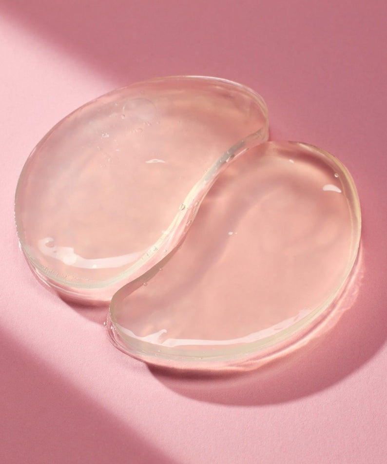 MIXSOON Collagen Hydrogel Eye Patch Single Pack 5 Sheets, patchs yeux transparents sur fond rose