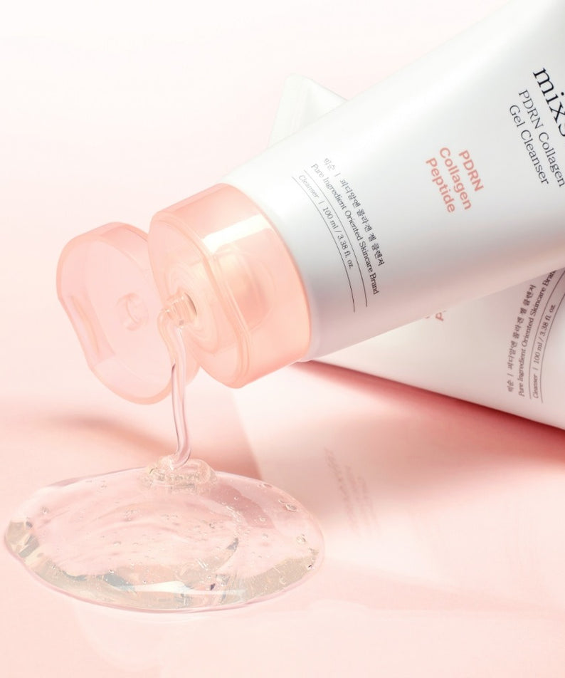Gel nettoyant au collagène MIXSOON PDRN 100ml, texture délicate et fluide, design élégant, soin de la peau rafraîchissant.