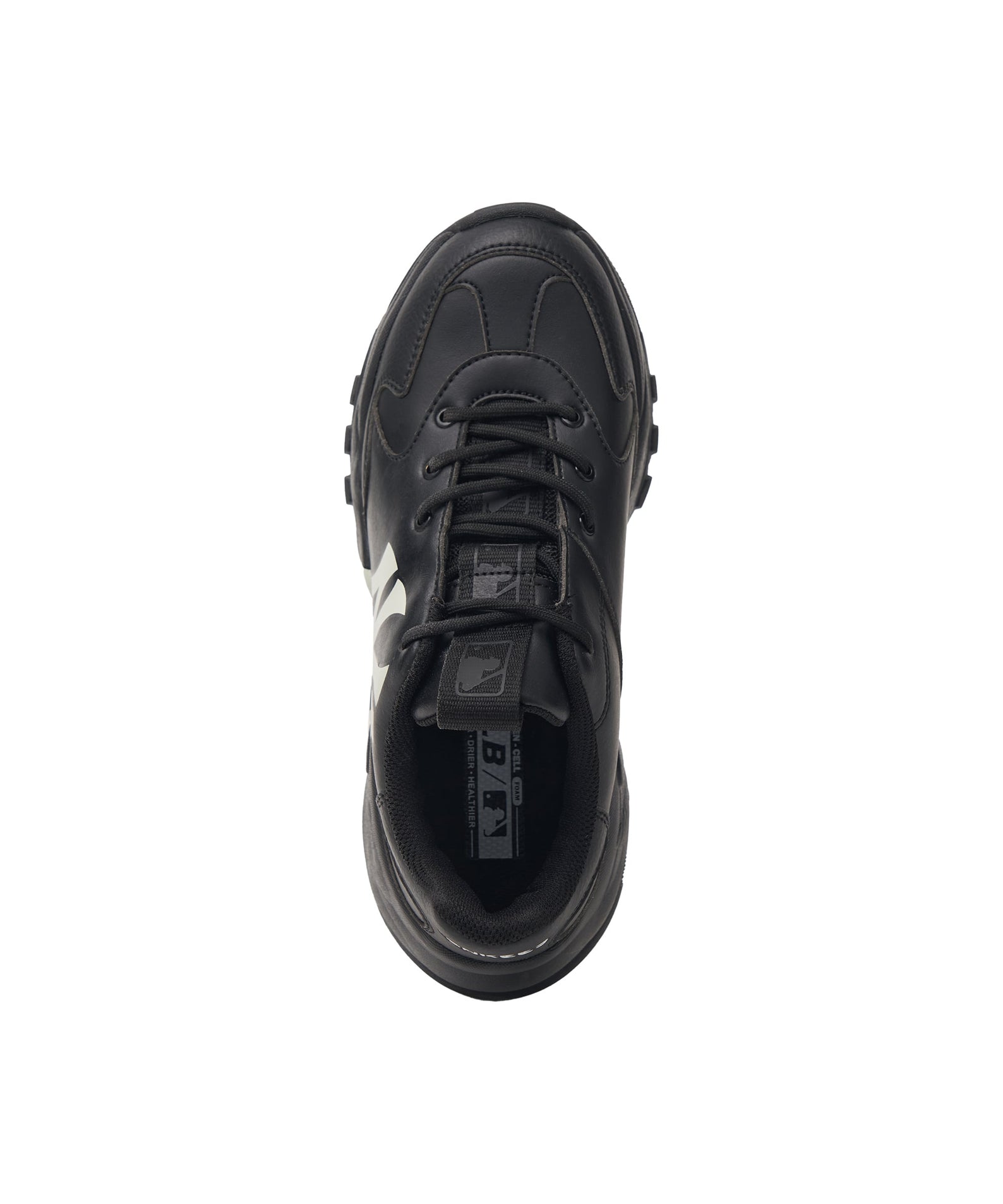 MLB Big Ball Chunky A New York Yankees BLACK, chaussure noire chunky New York Yankees, vue de face sur fond blanc
