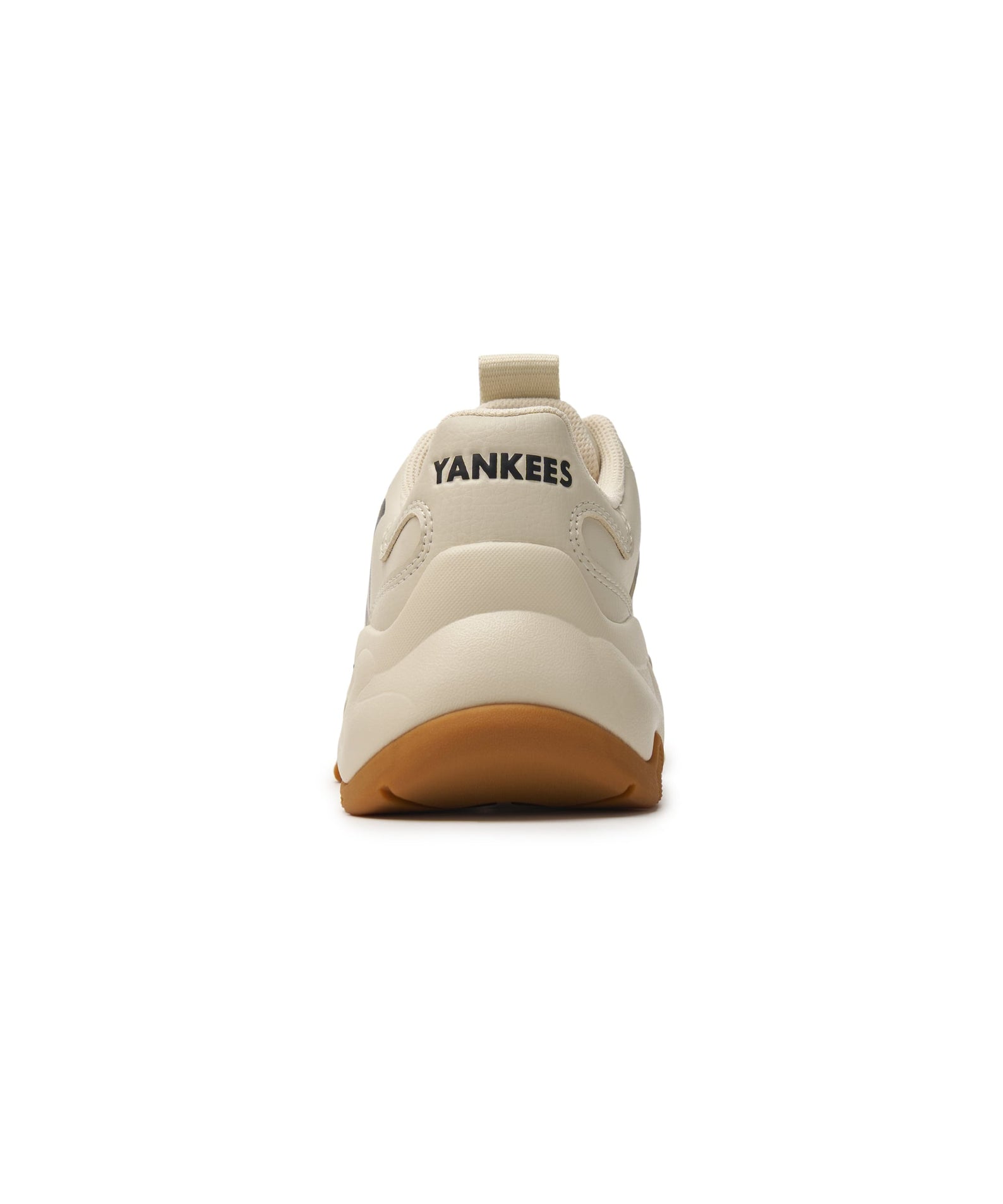MLB Big Ball Chunky A New York Yankees LIGHT BEIGE : chaussure chunky beige Yankees sur fond blanc, vue arrière.