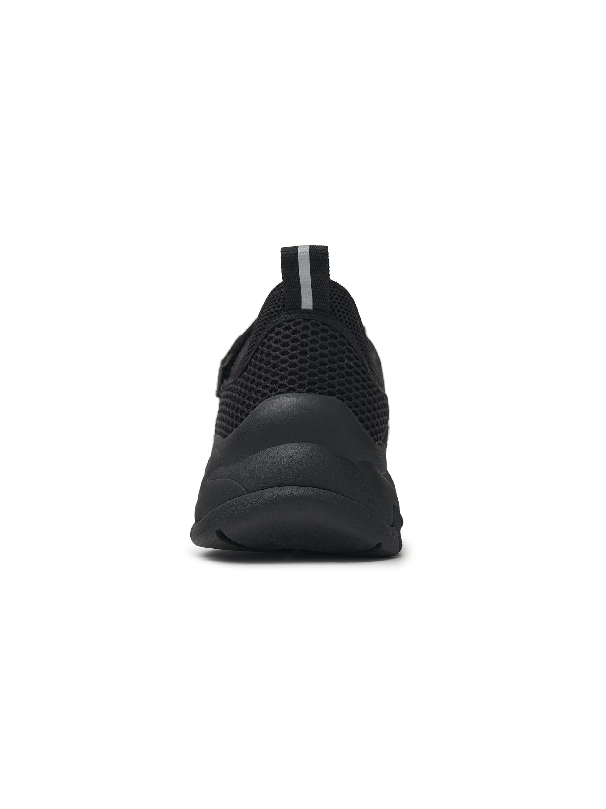 MLB Big Ball Chunky Mask Mary Jane New York Yankees BLACK, chaussure chunky noire à lacets, vue de profil sur fond blanc.