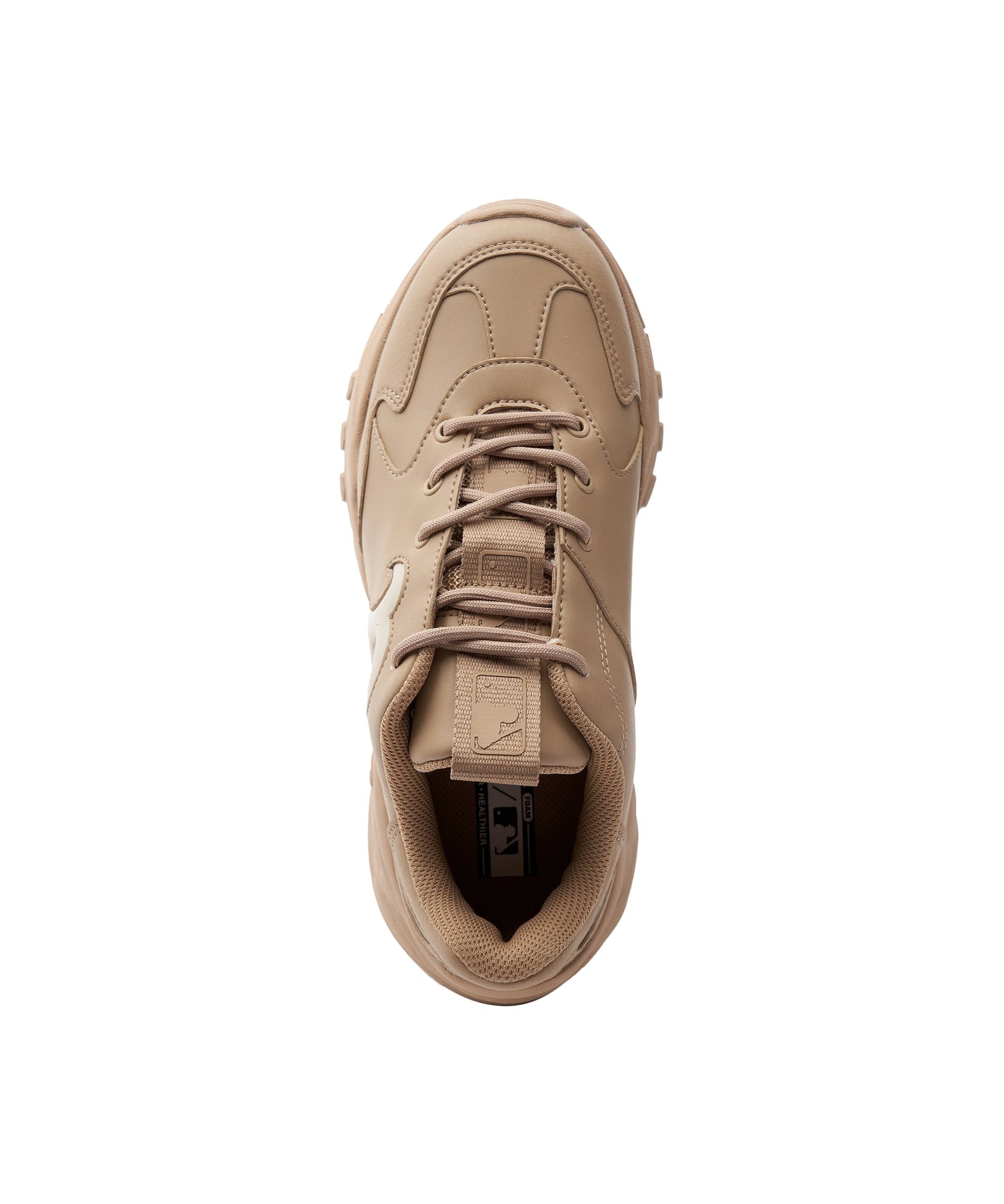 MLB Big Ball Chunky Window Boston Red Sox BEIGE : chaussure à lacets beige, vue de face, style chunky MLB.