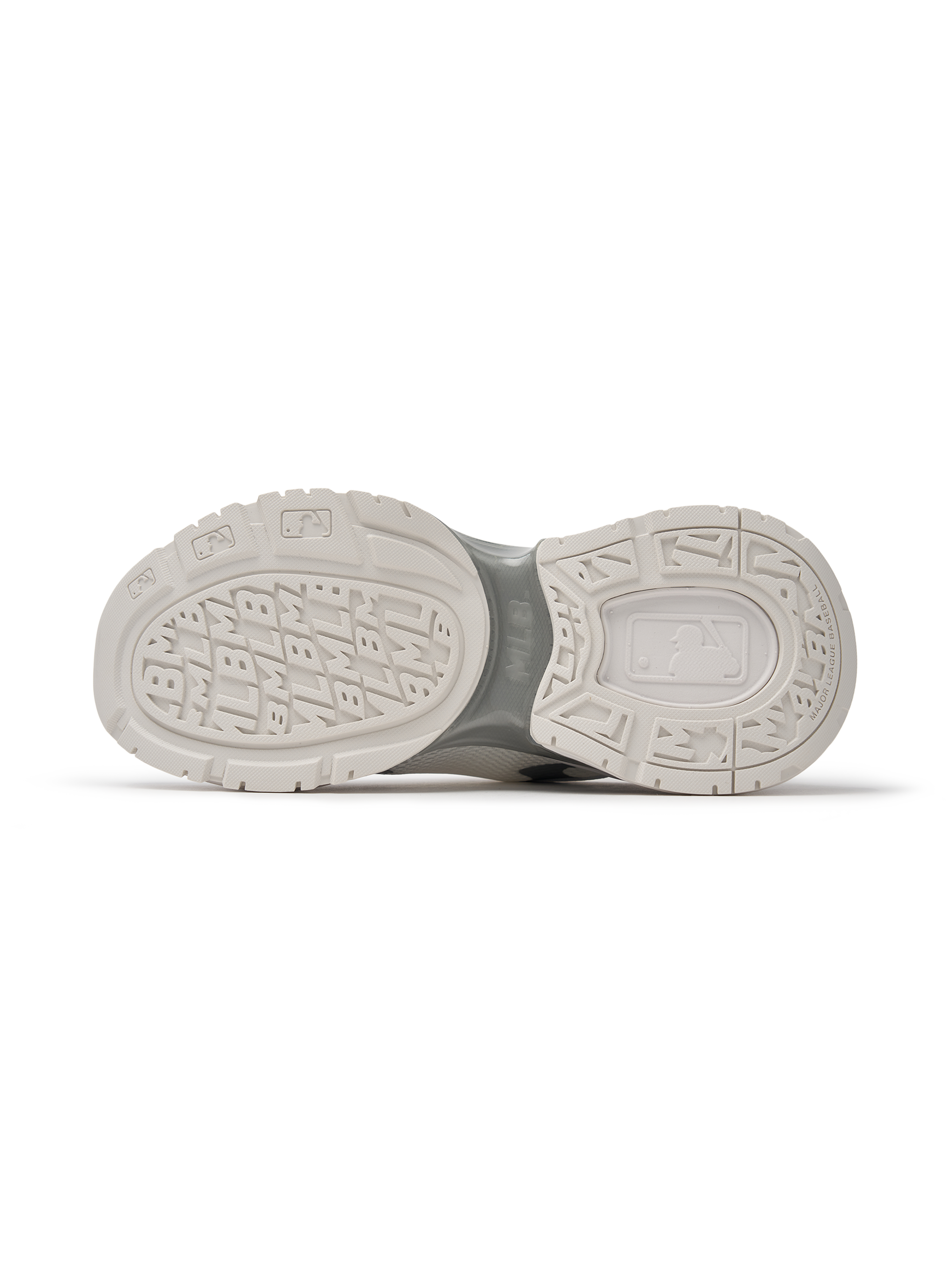 MLB Curve Runner New York Yankees WHITE, chaussures blanches vues de dessous, semelle extérieure détail, marque MLB
