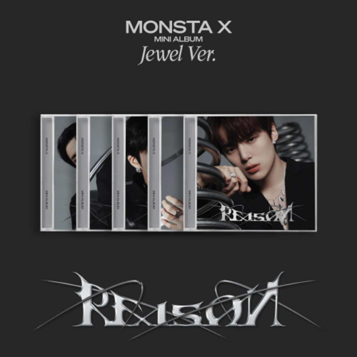 MONSTA X - 12th Album [REASON] (Jewel ver.) (Random 1 of 5) - Album Kpop : visuel sombre avec photo et pochette