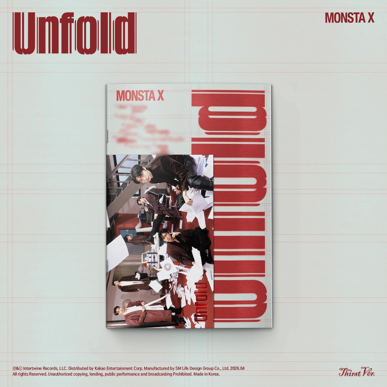 MONSTA X - [Unfold] Standard (Thirst Ver.) - Album Kpop : photo de la pochette rouge et blanche sur fond clair