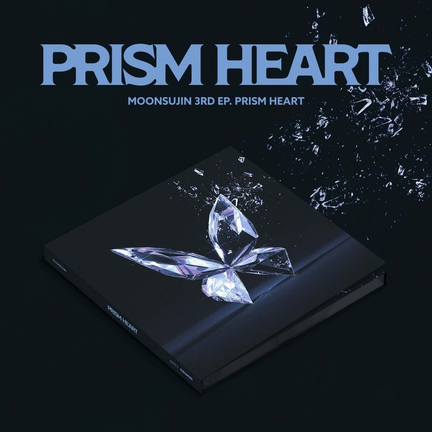 MOON SUJIN - EP3rd Album [Prism Heart] - Album Kpop, cover prism heart bleu nuit avec papillon en cristal, splash visuel