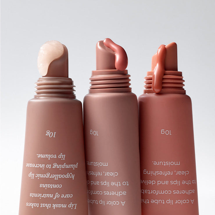 MUDE Bear Shine Lip Tube 10g, tube maquillage de la marque MUDE, en contexte studio sur fond clair.