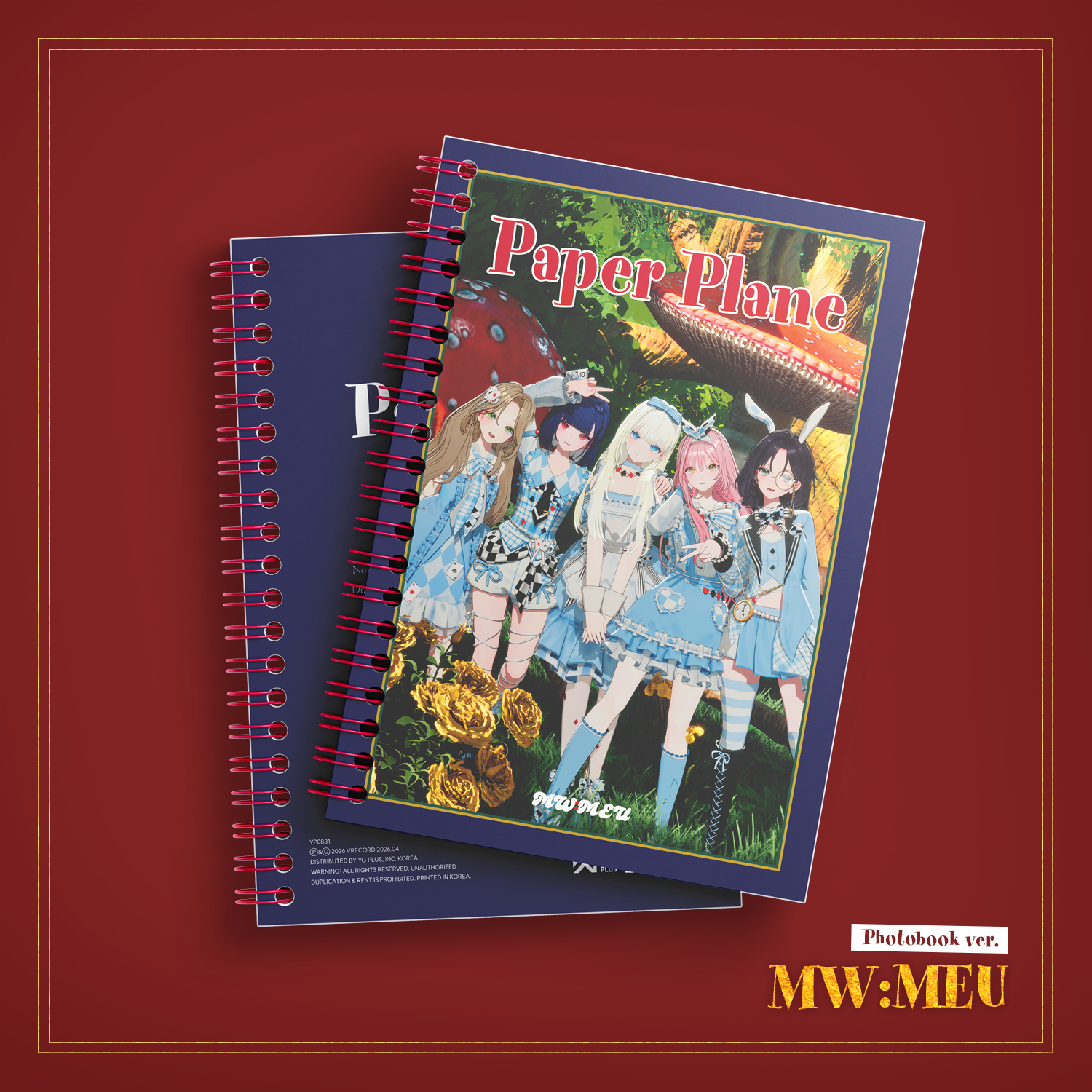 MW:MEU - [Paper Plane] (Photobook Ver.) - Album Kpop : couverture photobook sur fond rouge, visuels membres en style pop.