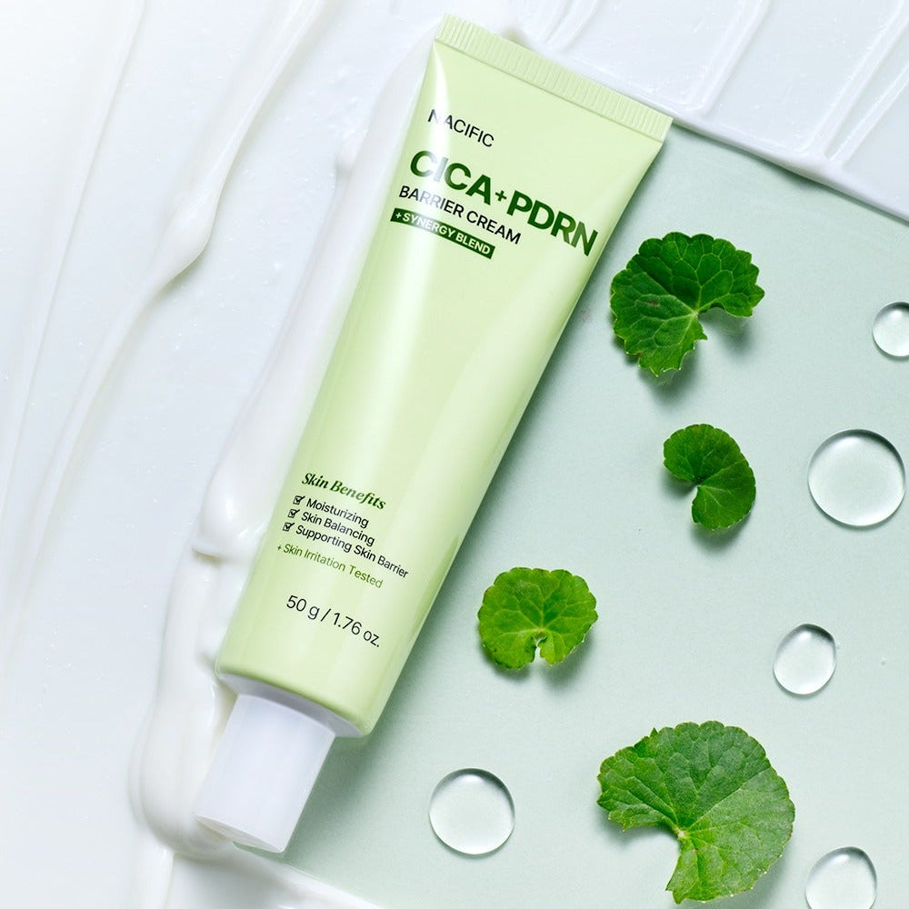 Décris l'image en français en mentionnant le produit, la marque et le contexte visuel : NACIFIC Fresh Cica PDRN Barrier Cream 50g
