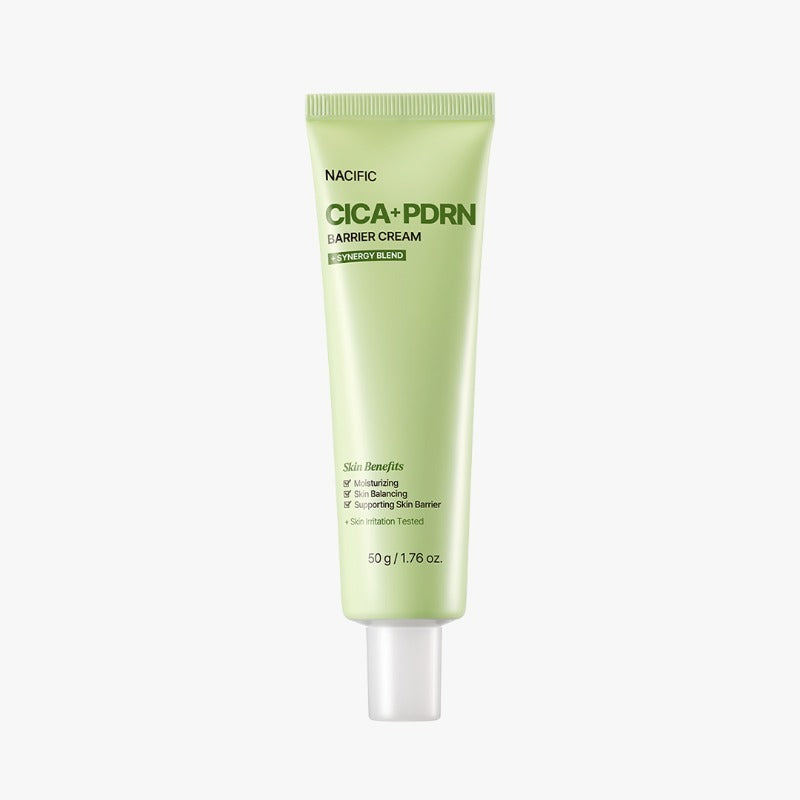 Décris l'image en français en mentionnant le produit, la marque et le contexte visuel: NACIFIC Fresh Cica PDRN Barrier Cream 50g.