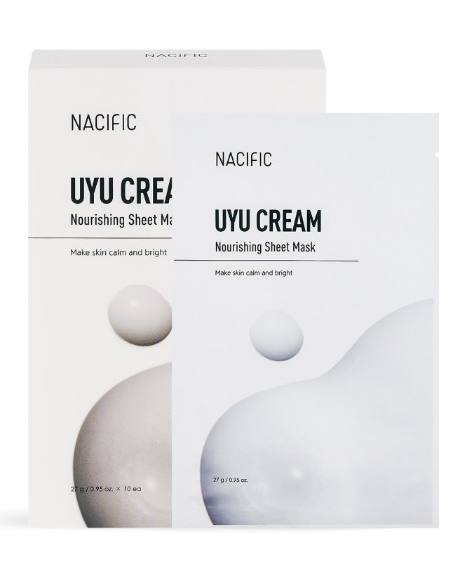Pack de masques nourrissants NACIFIC Milk Cream Nourishing Mask Pack en boîte et sachet. Hydratation et éclat de la peau.