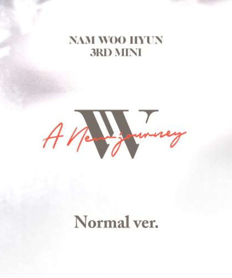 NAM WOOHYUN - 3rd Album [ A NEW JOURNEY - Standard (NORMAL VER.) ] - Album Kpop, jaquette blanche et titre rouge "Normal ver."
