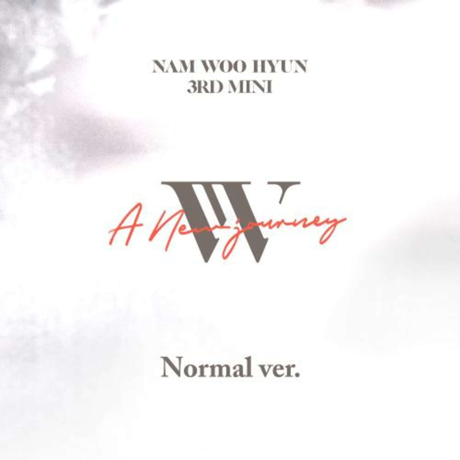 NAM WOOHYUN - 3rd Album [ A NEW JOURNEY - Standard (NORMAL VER.) ] - Album Kpop, jaquette blanche et titre rouge "Normal ver."