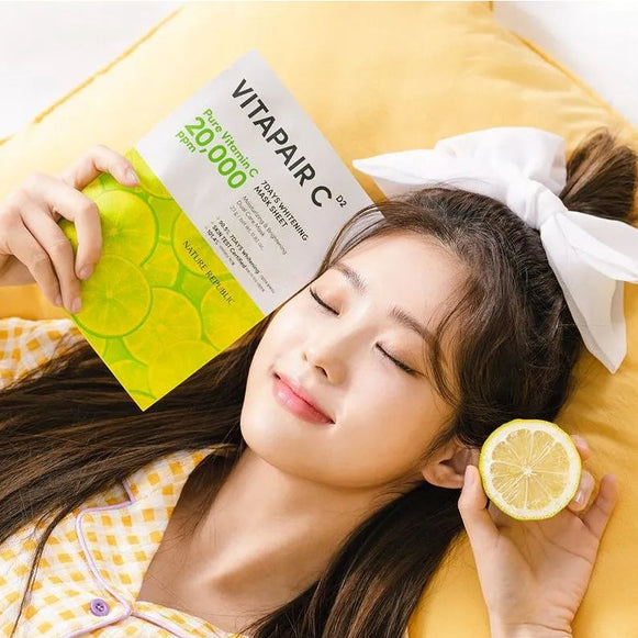 NATURE REPUBLIC Vitapair C 7-day Whitening Mask Pack 10 sheets disponible sur Ma petite Coree, ton Eshop 100% K-beauty en direct de Seoul