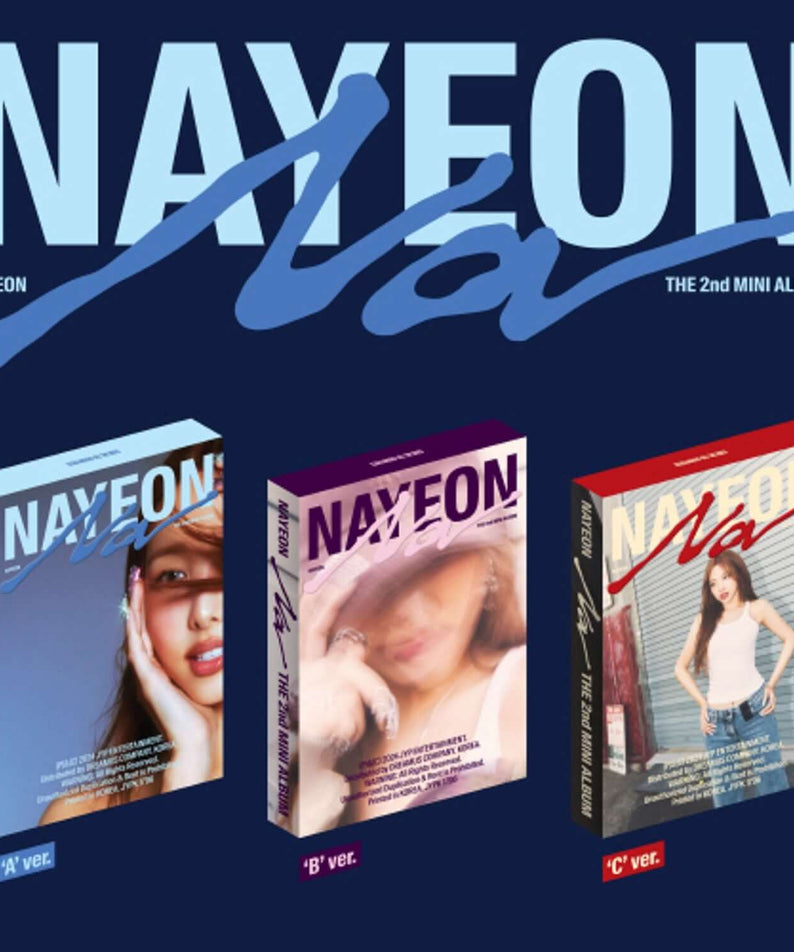 NAYEON - 2nd Album [NA] (A ver./B ver./C ver.)(Random 1 of 3) - Album Kpop, visuel packs A/B/C bleus et rouges