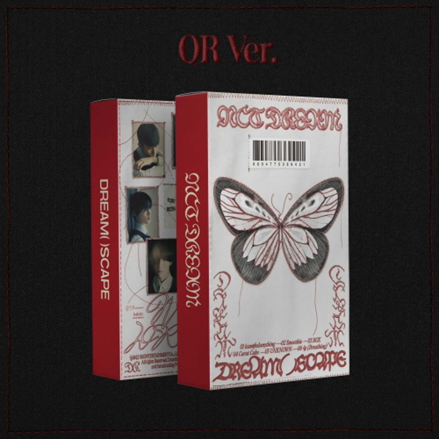 NCT - 5th Album [DREAMSCAPE] (QR Ver.)(Smart Album) - Album Kpop OR Ver., boîtiers et jaquettes sur fond noir, marque NCT