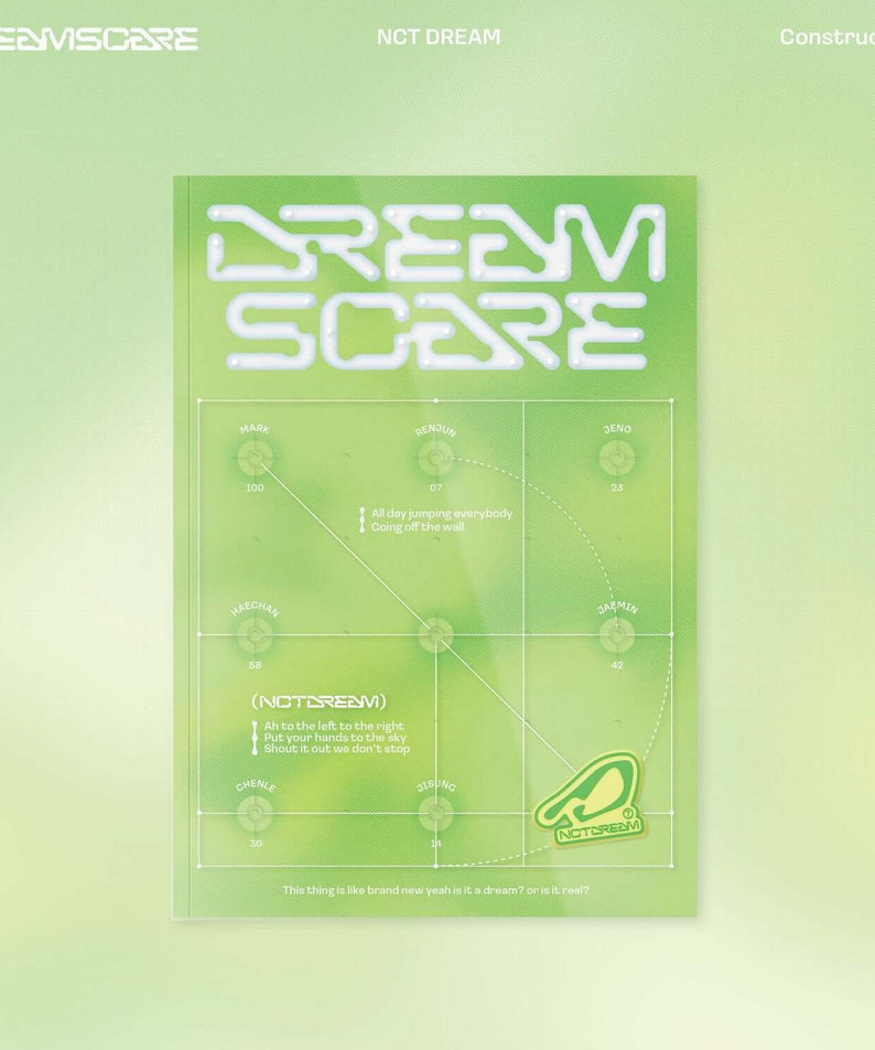 NCT DREAM - [DREAMSCAPE] (Construct Ver.) - Album Kpop : jaquette verte style schéma, marque NCT DREAM, visuel gaming.