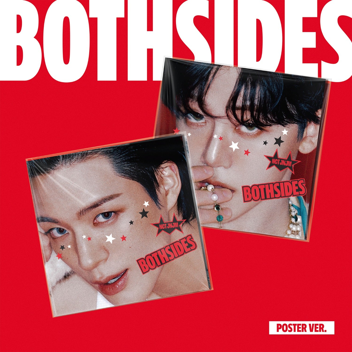 NCT JNJM - [BOTH SIDES] (POSTER Ver.) (Random 1 of 2) - Album Kpop : affiches photo duo sur fond rouge, visuel promo.