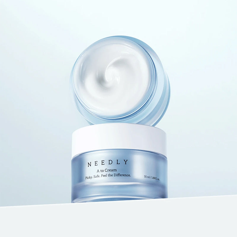 NEEDLY A to Cream 50ml, pot de crème NEEDLY sur fond clair, visuel produit cosmétique.
