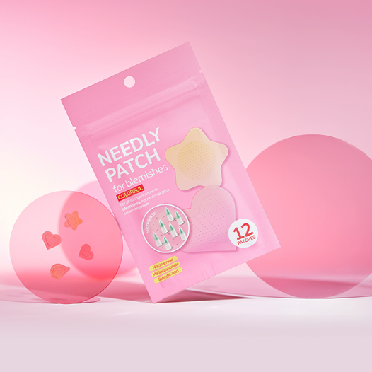 NEEDLY Patch for Blemishes Colorful 12 Patches, pochettes roses avec patchs et motifs, visuel produit de la marque NEEDLY