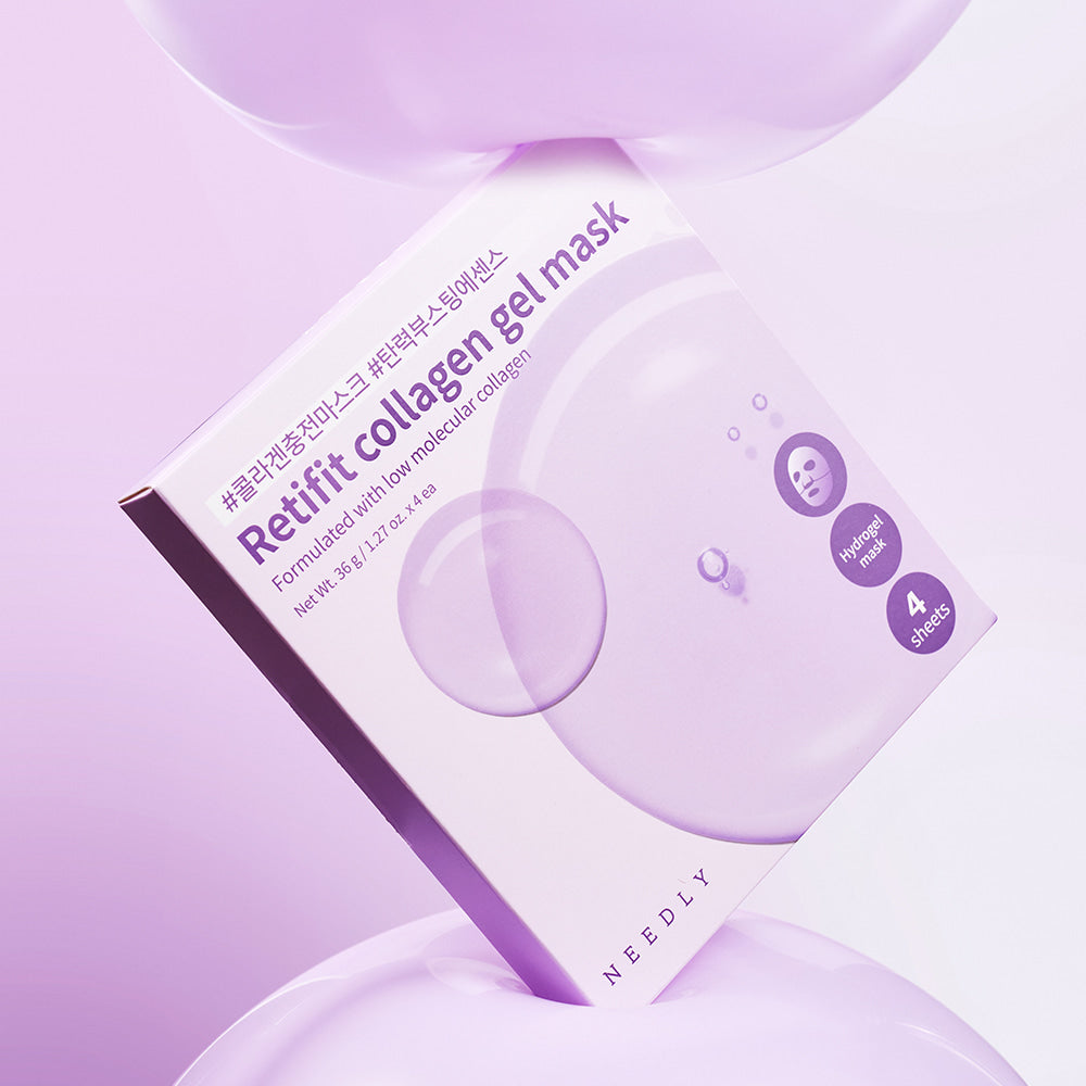 NEEDLY Retifit Collagen Gel Mask (4 sheets) : masque en gel collagène de la marque NEEDLY sur fond violet