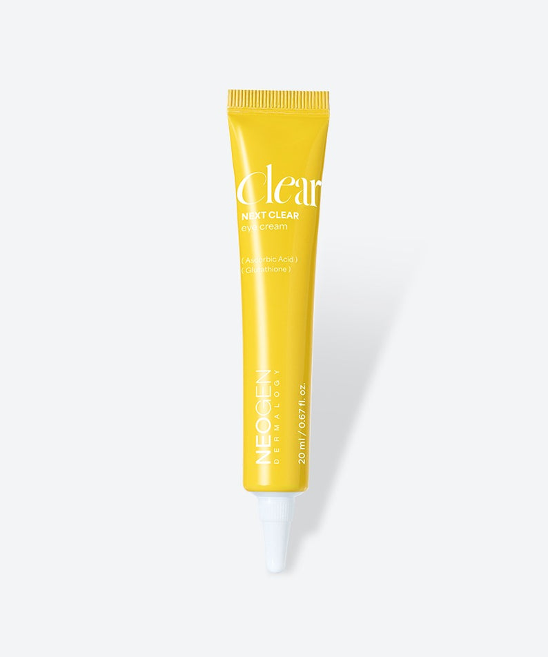 NEOGEN Next Clear Eye Cream 20ml dans un tube jaune élégant, conçu pour le soin du contour des yeux avec efficacité visible.