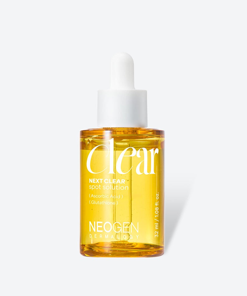 Flacon de NEOGEN Next Clear Spot Solution 32ml, sérum pour la peau, soin anti-imperfections.