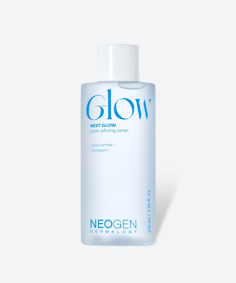 Flacon de NEOGEN Next Glow Pore Refining Toner 210ml avec niacinamide et collagène.