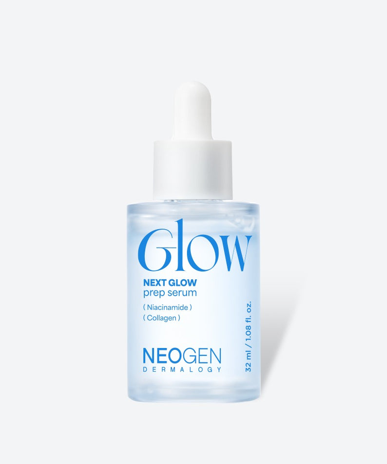 Flacon de 32ml du NEOGEN Next Glow Prep Serum avec niacinamide et collagène.