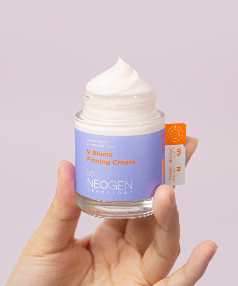 Crème raffermissante NEOGEN V Biome 60g en pot, concentré anti-âge.