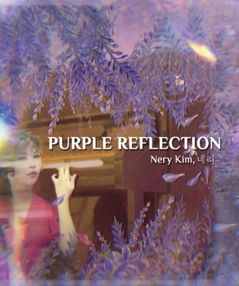 NERY KIM - [PURPLE REFLECTION] - Album Kpop : pochette violette avec portrait, feuillage et ambiance Kpop pour l’album