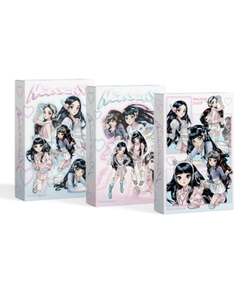NEWJEANS - 2nd EP [Get Up] (Weverse Albums ver.) (3 Random 1) - Album Kpop, visuel pack cartes et filles chibi sur fond blanc