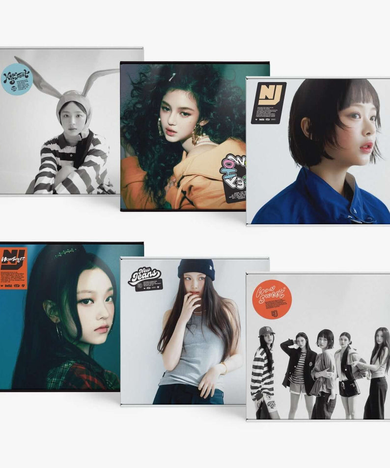 NEWJEANS - How Sweet (Standard ver.) Random - Album Kpop, photos promo de la chanteuse, pack ouvert sur fond clair