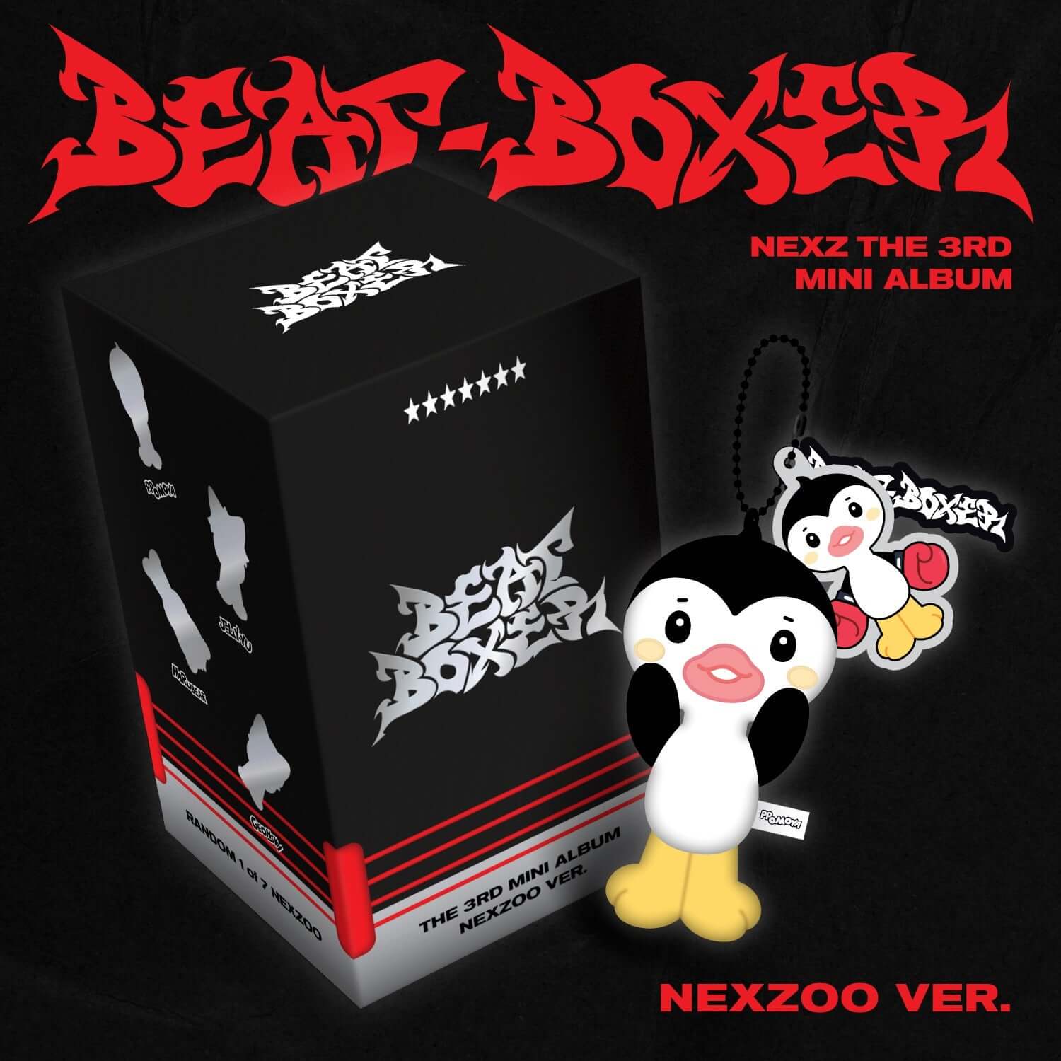 NEXZ - 3rd Album [Beat-Boxer] (NEXZOO ver.) - Album Kpop : mini album noir/rouge avec logo NEXZOO et figurine.