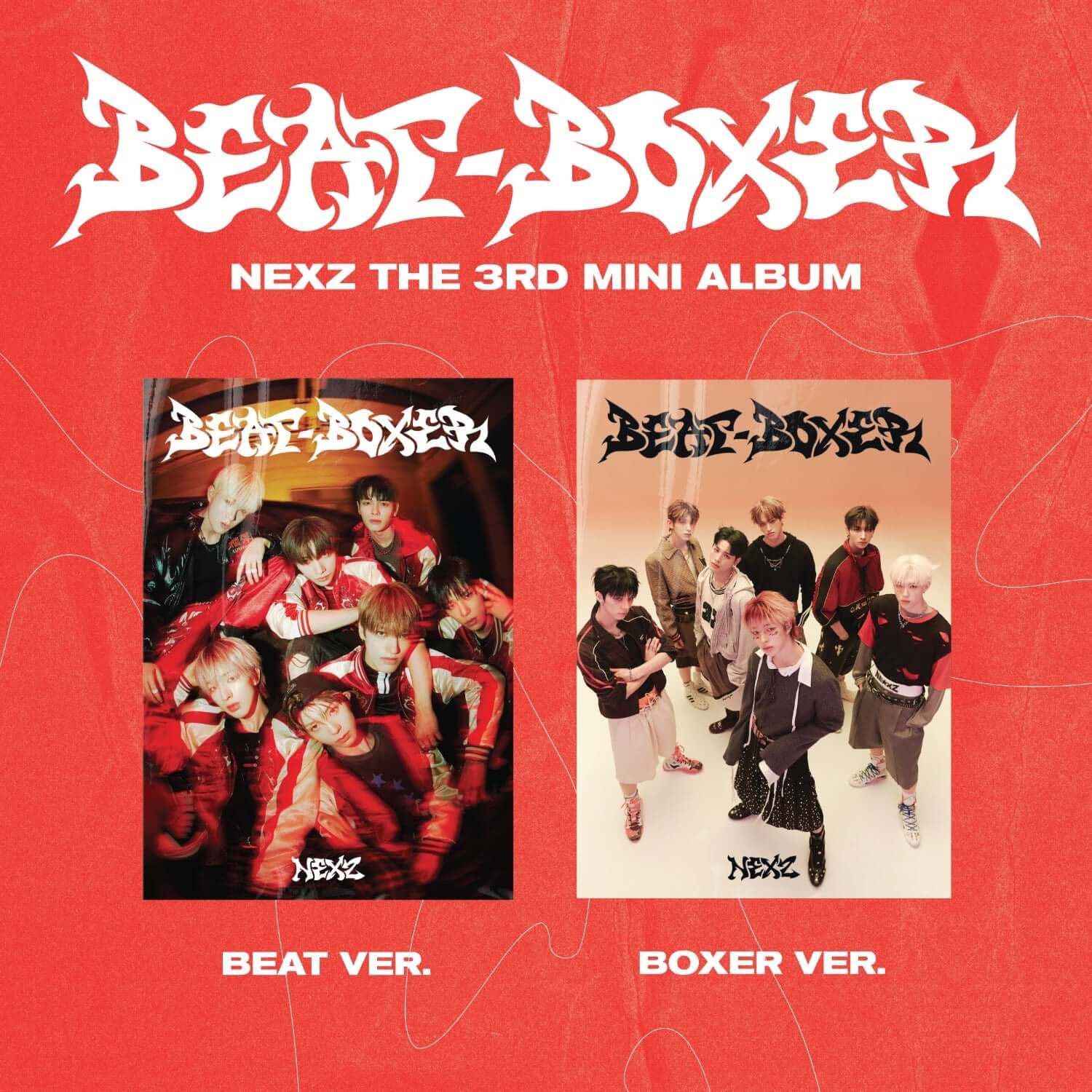 NEXZ - 3rd Album [Beat-Boxer] (Random) - Album Kpop, couverture rouge NEXZ avec photos Beat Ver et Boxer Ver
