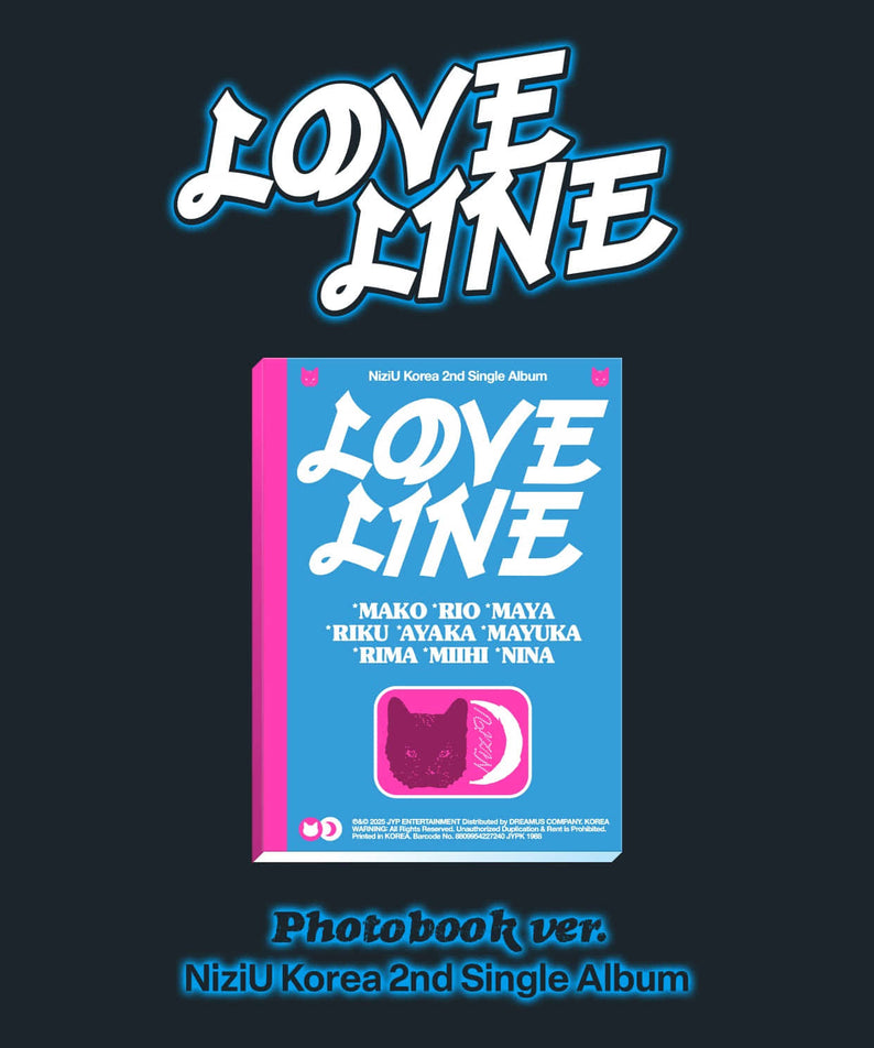 NIZIU - [LOVE LINE](Standard) - Album Kpop : pochette LOVE LIVE avec NiziU, visuel coloré sur fond sombre.