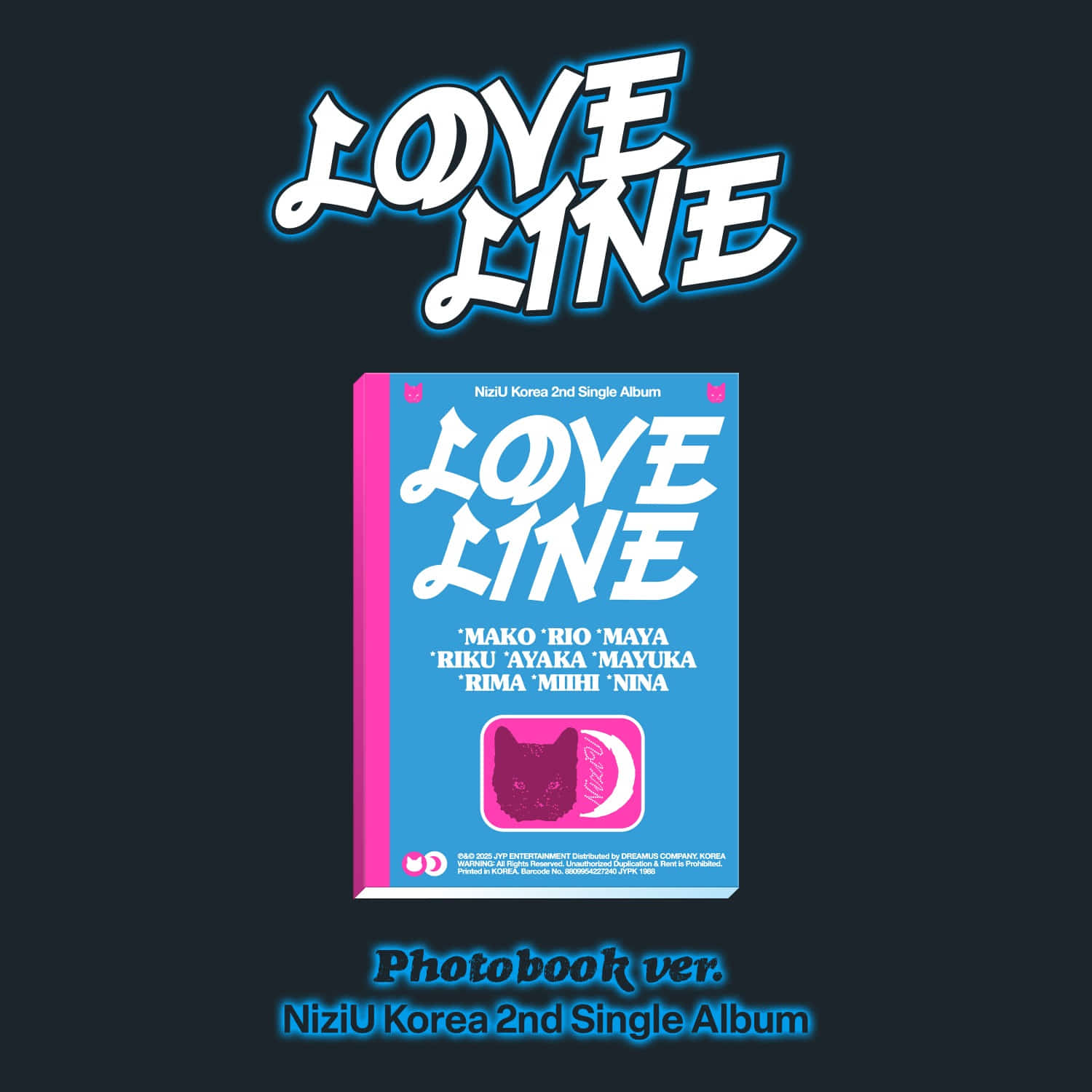 NIZIU - [LOVE LINE](Standard) - Album Kpop : pochette LOVE LIVE avec NiziU, visuel coloré sur fond sombre.
