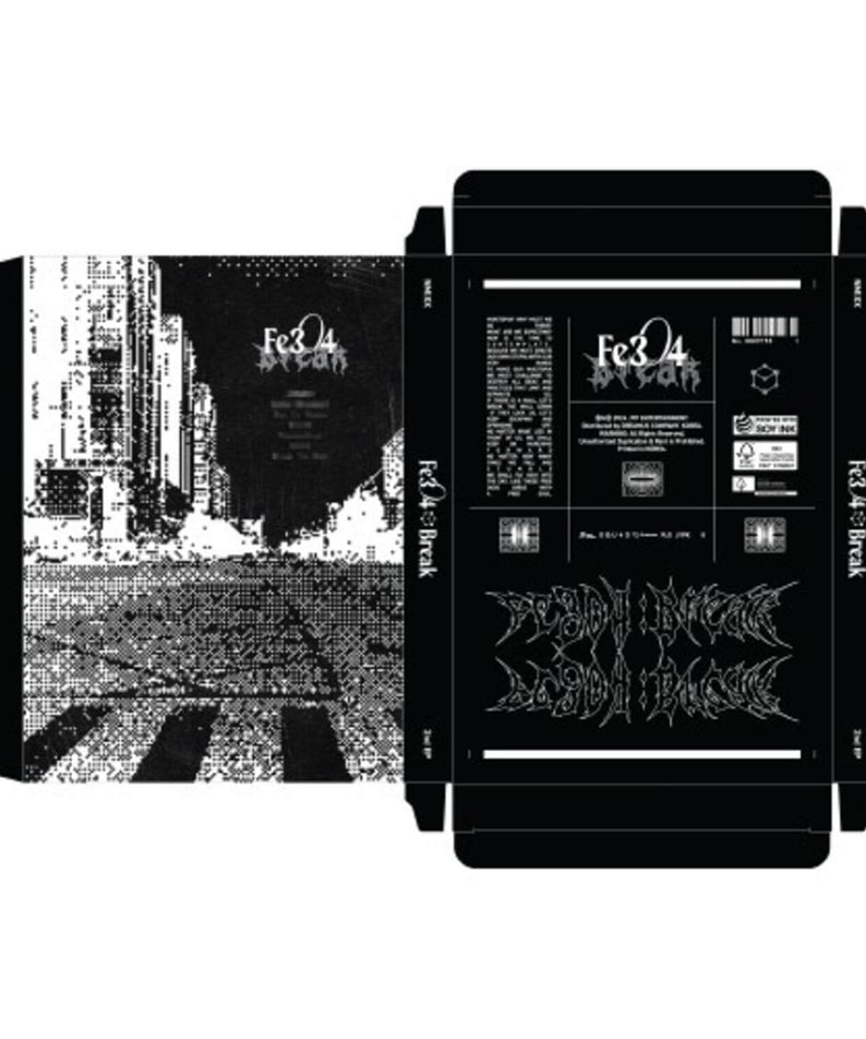 NMIXX - [Fe3O4: BREAK] (Poster Ver.) - Album Kpop, pochette et poster noir/gris sur fond clair, design Fe3O4.
