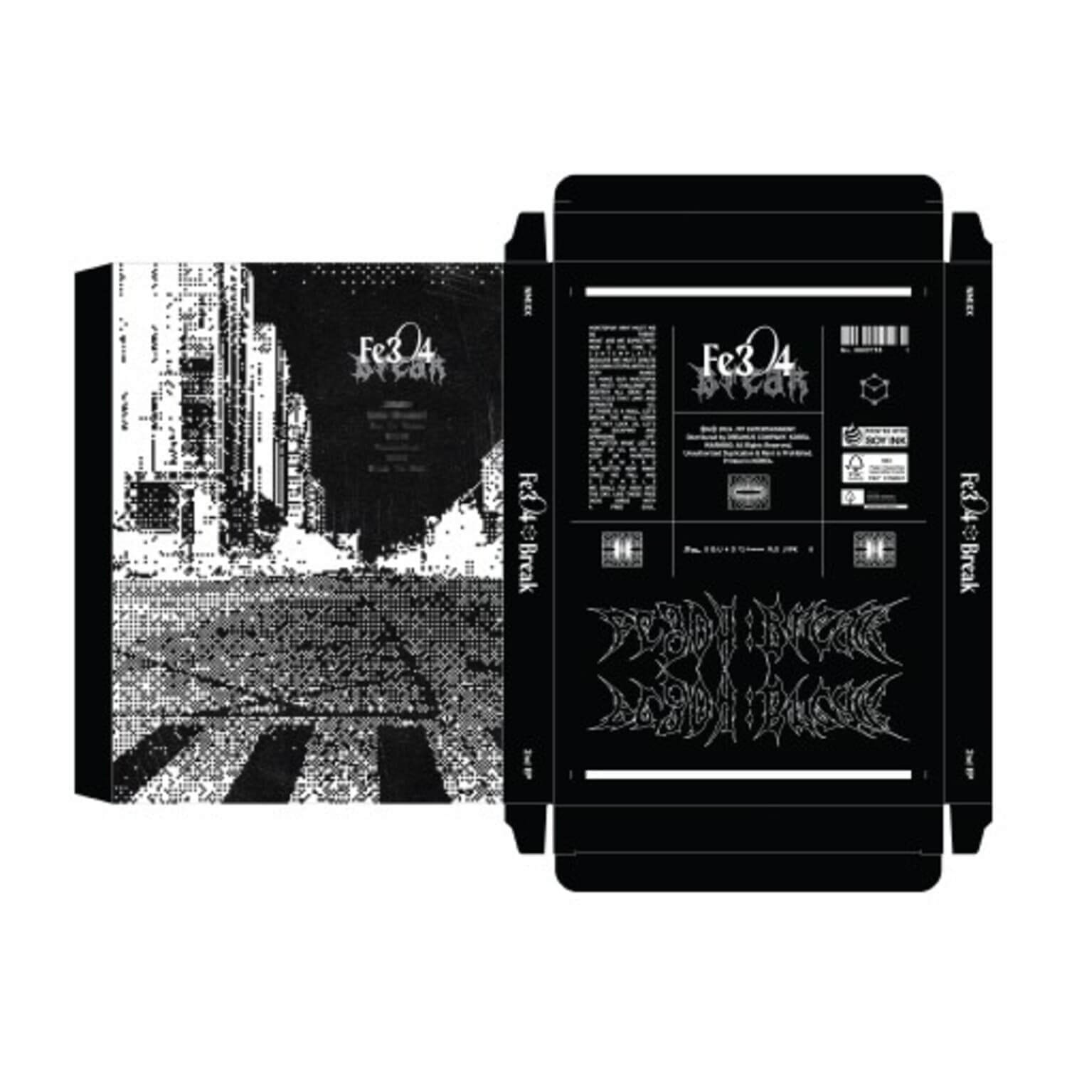 NMIXX - [Fe3O4: BREAK] (Poster Ver.) - Album Kpop, pochette et poster noir/gris sur fond clair, design Fe3O4.